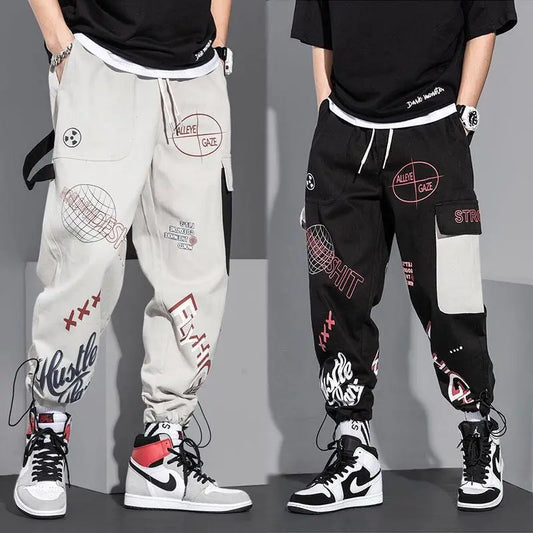 Fashion Hip Hop Cargo Pants Loose Drawstring Men Joggers