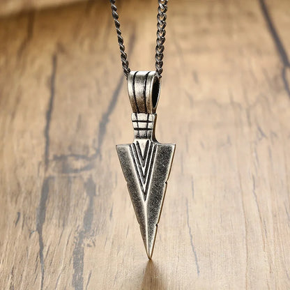 Mens Arrow Pendant Necklace for Men Stainless Steel Male Punk Retro Jewelry