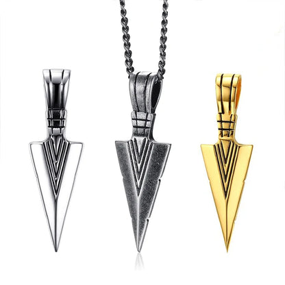 Mens Arrow Pendant Necklace for Men Stainless Steel Male Punk Retro Jewelry