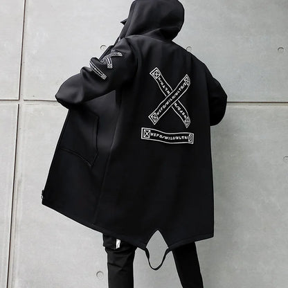 Harajuku Black Windbreaker Men's Jacket