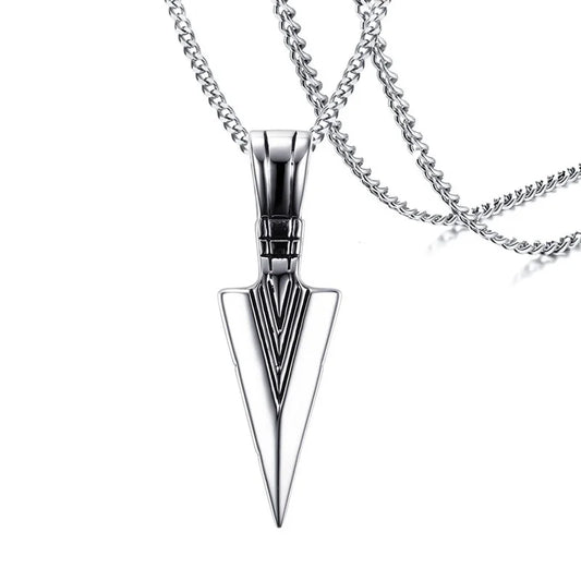 Mens Arrow Pendant Necklace for Men Stainless Steel Male Punk Retro Jewelry