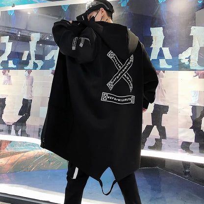 Harajuku Black Windbreaker Men's Jacket