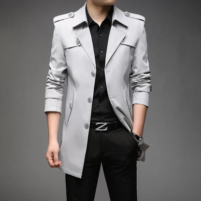 2022 Men's Long Trench Coat - England Style