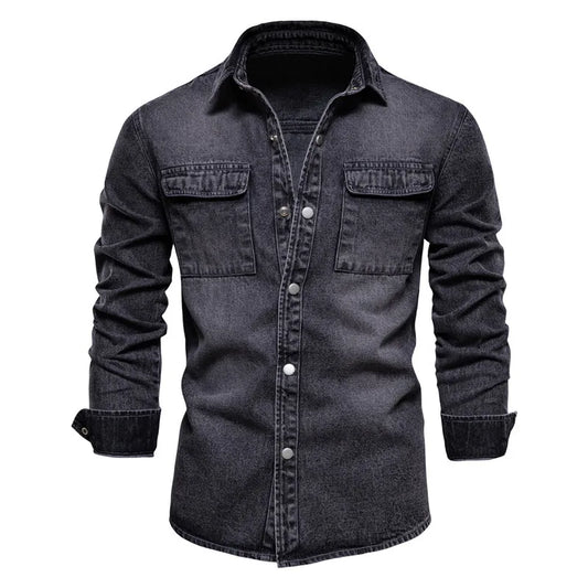 High-Quality Men's Denim Shirts - Spring Fashion Streetwear