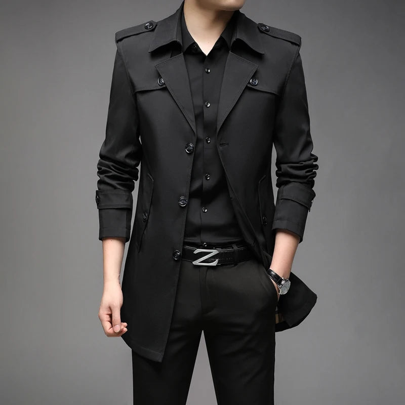 2022 Men's Long Trench Coat - England Style