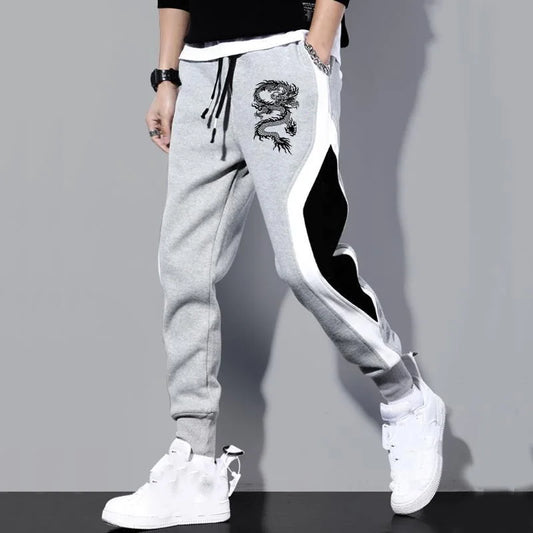 Dragon Print Men's Drawstring Jogger Sweatpants