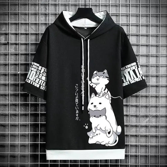 Summer Men's Cartoon Print Hoodie - Harajuku Streetwear